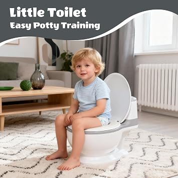 Potty Training Toddler Toilet Seat, Baby Potty for Boys Girls, Toddlers Pottie Realistic Toilet Pottys Chair Potties with Splash Guard Anti-Slip Base Removable Bowl for 1-6 Year Old Childrens