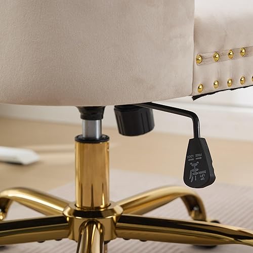 Miniatura 8 de Goujxcy Silla de escritorio, moderna silla de oficina en casa tapizada de terciopelo, sillas de escritorio giratorias de 360 sin brazos, sillas