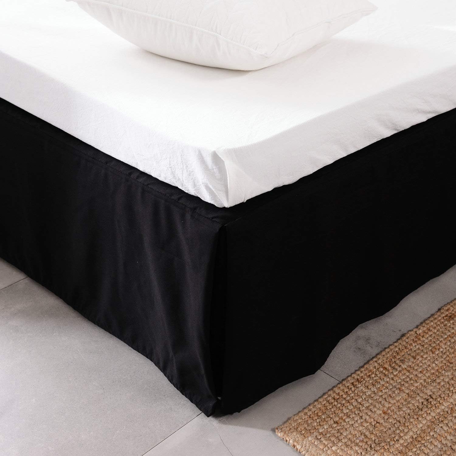 Usual Joy Bedding Microfiber Bed Skirt - Wrinkle and Fade Resistant 15 inch Tailored Drop (Black King)