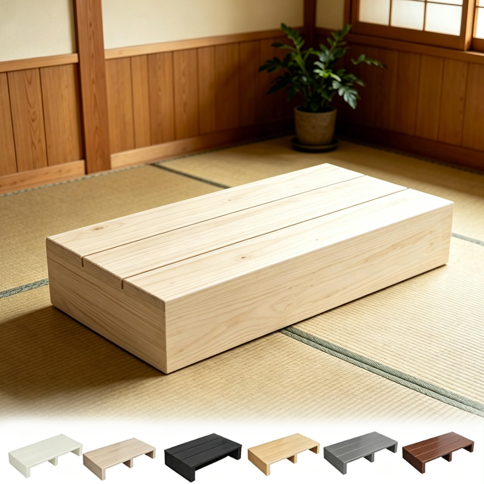 Brixtel Long solid wood step stool, Portable Bedside Step for High Beds, Non-Slip Outdoor Half Step, Wooden Step Stool for Adults, Pet Helper, without assembly, Load Capacity 200kg, For Elderly