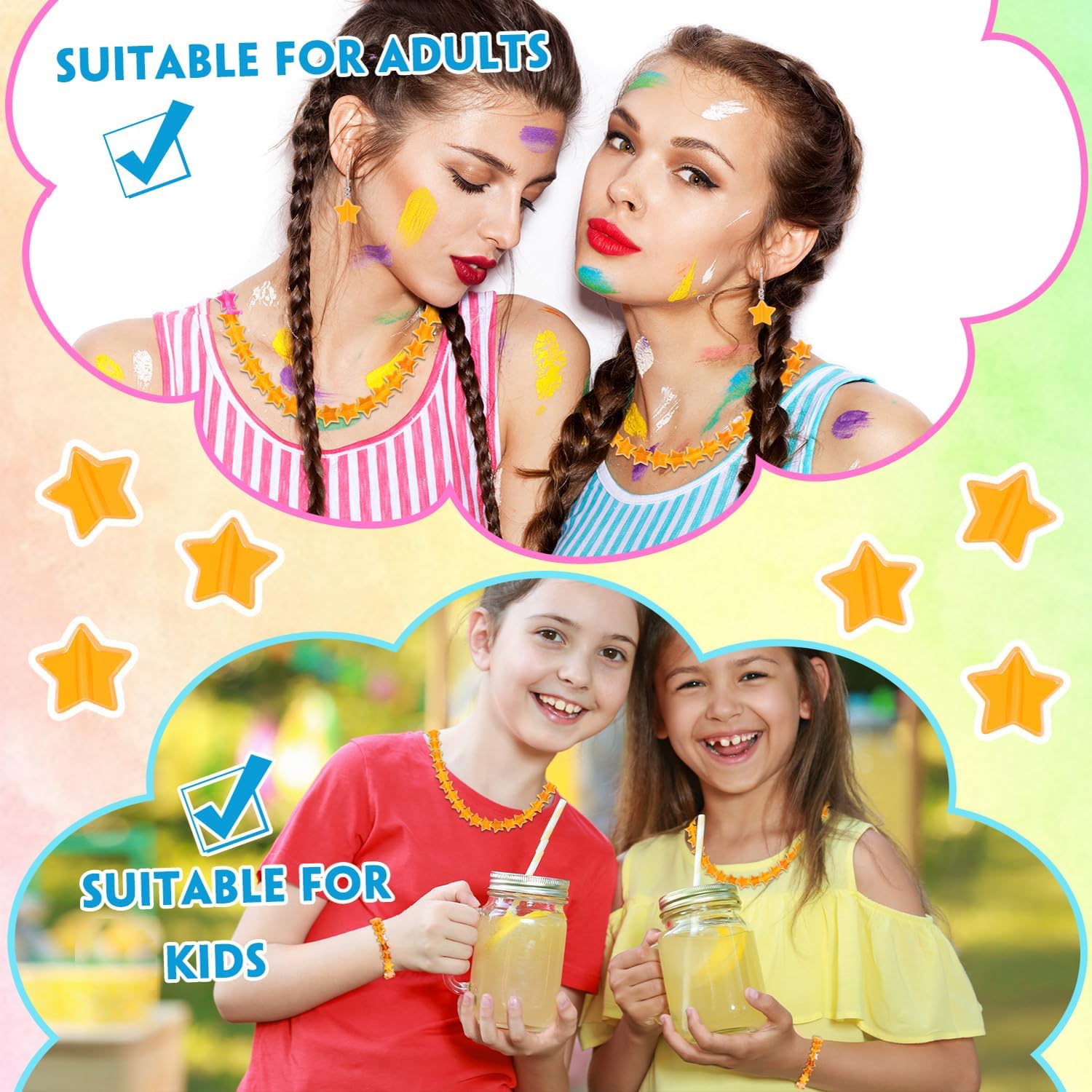 EVERMARKET Star Shape Bracelets - 100 Pcs Acrylic Star Beads for Jewelry Making, DIY Crafts and Accessories (11mm, Orange) - Image 4