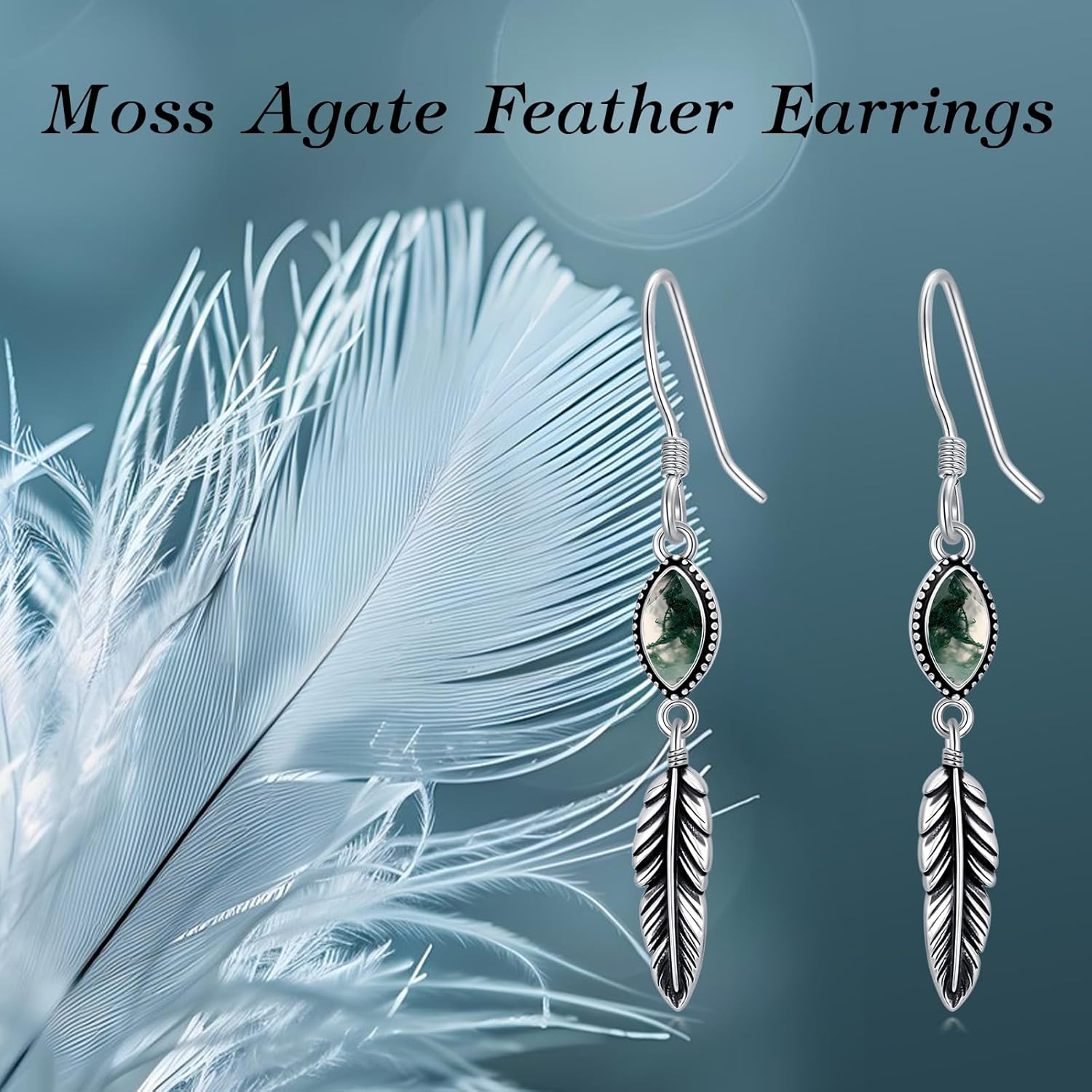 Feather Earrings for Women 925 Sterling Silver Western Boho Drop Dangle Earrings Vintage Feather Jewelry Gifts