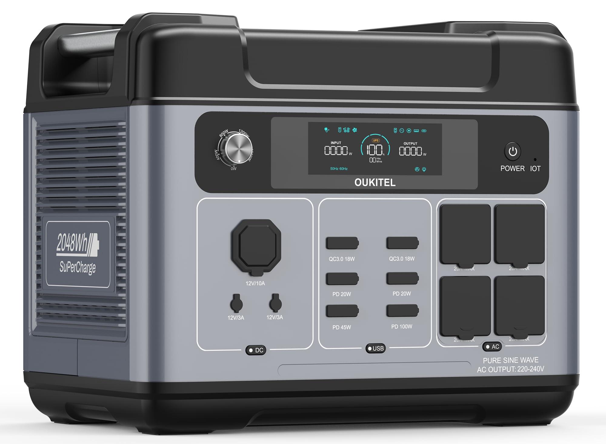 P2001 Pro 3200W (6400W Peak) Tragbare Powerstation, 2048Wh Solargenerator mit LiFePO4 Akku, AC1800W Schnellladung 0–80% in 45 Min.Laden, APP, USV, Portable Power Station für Camping, Wohnmobile,