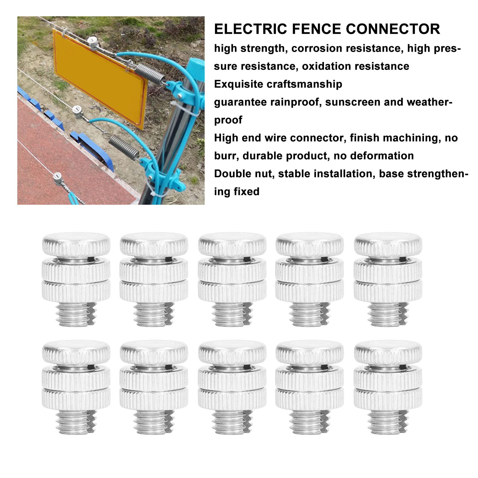 100 Connettori Per Recinto Elettrico,Connettori Per Filo Per Recinto Elettrico, Durevole Lega di Alluminio da 0.8 Cm, Bullone Scanalato Per Filo Per Recinto Elettrico, Accessori Per Recinto Elettrico