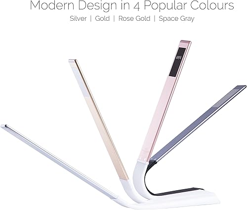 Miniatura 5 de Luxe lámpara de escritorio inalámbrica LED amigable a la vista recargable USB hasta 40 horas de luz continua control táctil 6 niveles de brillo 3