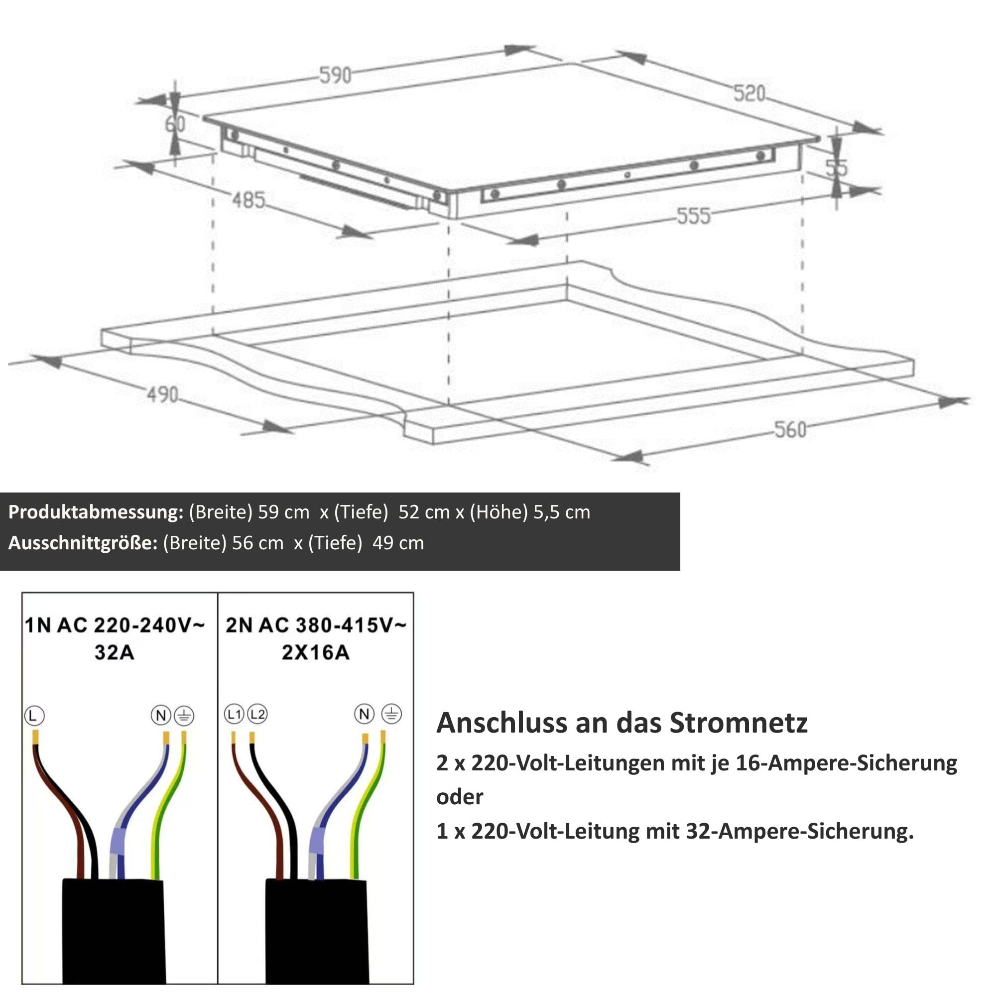 Autarkes Herdset 60 cm Einbaubackofen mit Air Fry & Steam Clean Induktionskochfeld 59 cm Flexzone A+ Energieklasse