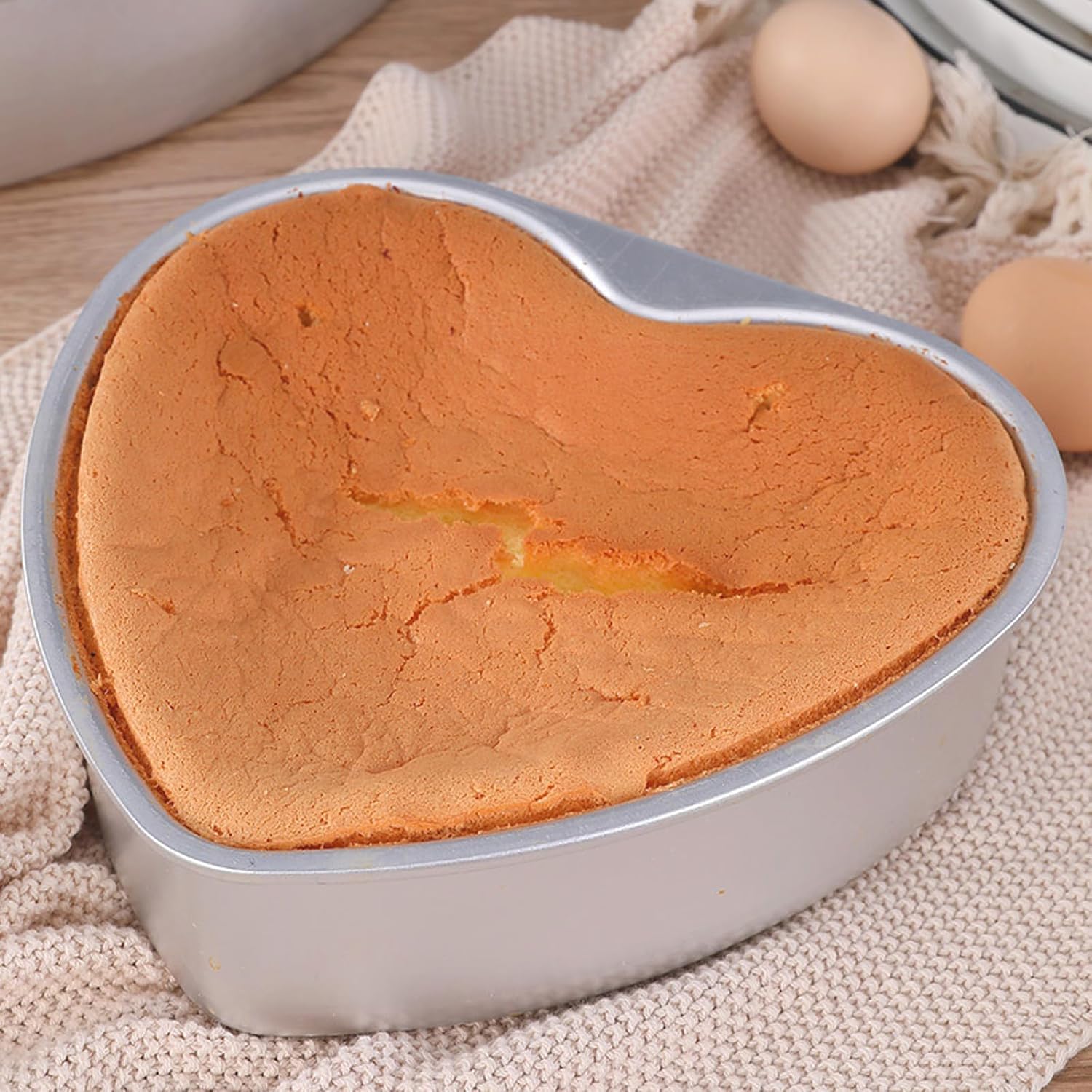 2 Pack Heart Shaped Cake Pans, 6 & 8 Inch Heart Baking Pan Aluminum Cake Tins, Nonstick Cake Mold for Weddings Birthday Party