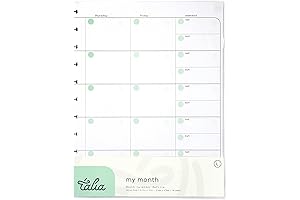 Talia Discbound Notebook Refills, Monthly Undated Layout, Letter Size (8.5" X 11")