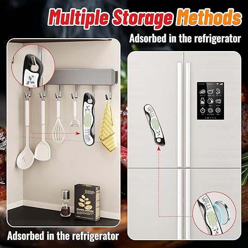 Miniatura 7 de Termómetro de carne, termómetro digital impermeable IP67 con luz de fondo, función de sujeción e imán para parrilla, barbacoa, dulces, carne de res,