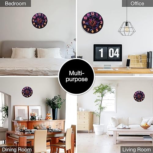 Miniatura 4 de Reloj de neón para pared, estilo ciberpunk retro, decoración 2D sin LED, silencioso sin tictac, funciona con pilas, reloj decorativo para el hogar,