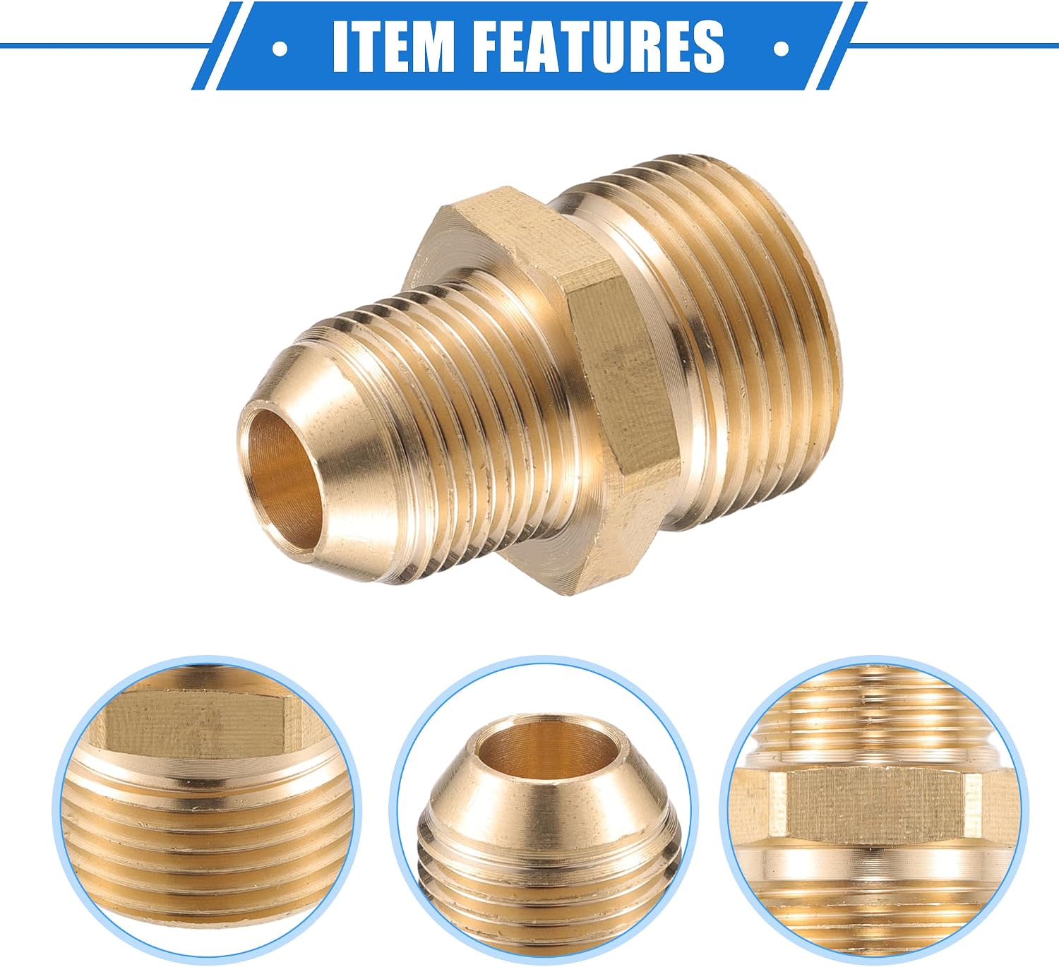 Pressure Washer Connector, M22x1.5 to G1/4" Male and Female Adapter Brass Screw Hose Connector Universal for Pressure Washer Quick Connect Brass Copper Tone 1pc