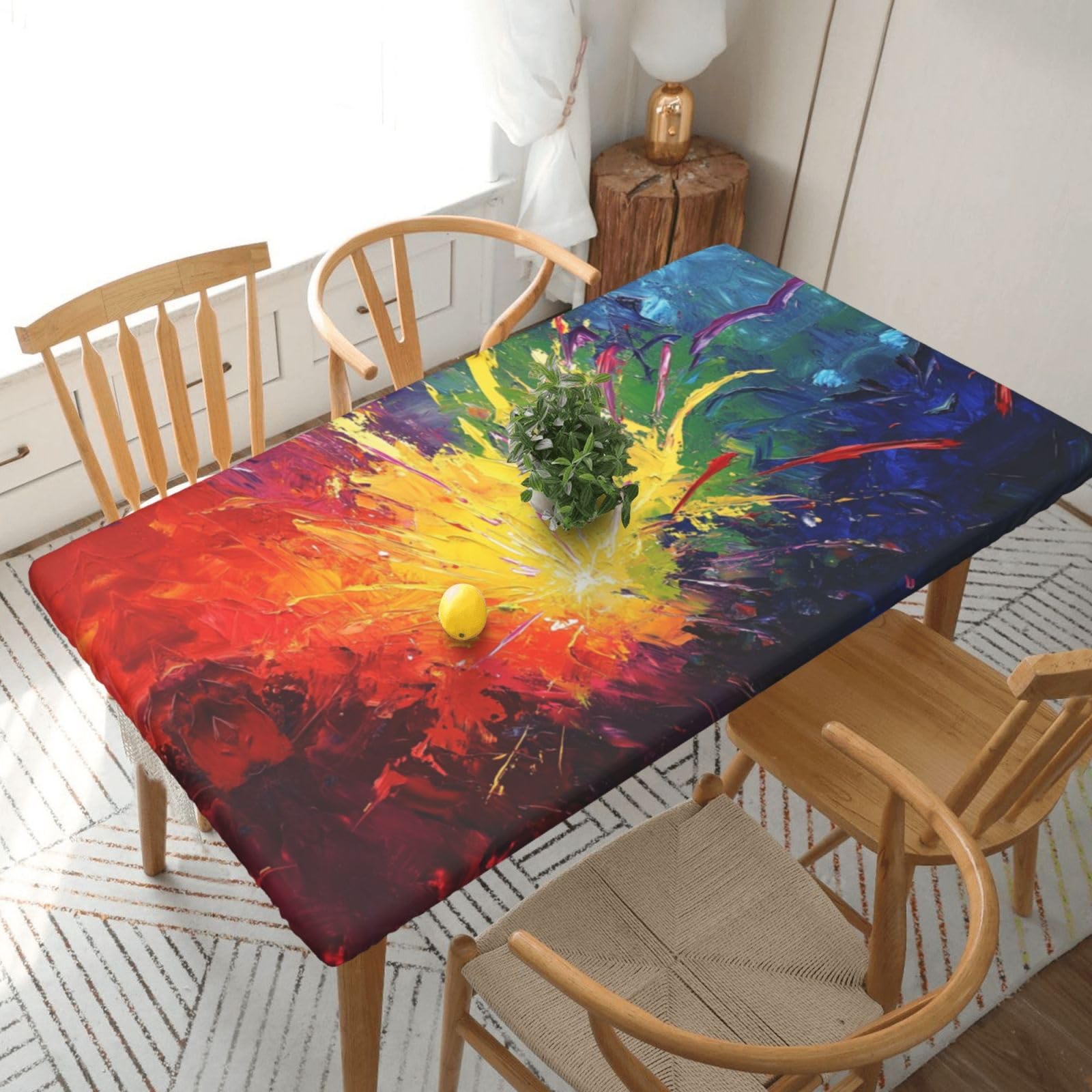 Nappe de peinture à l'huile pour table de 1,5 m imperméable et élastique