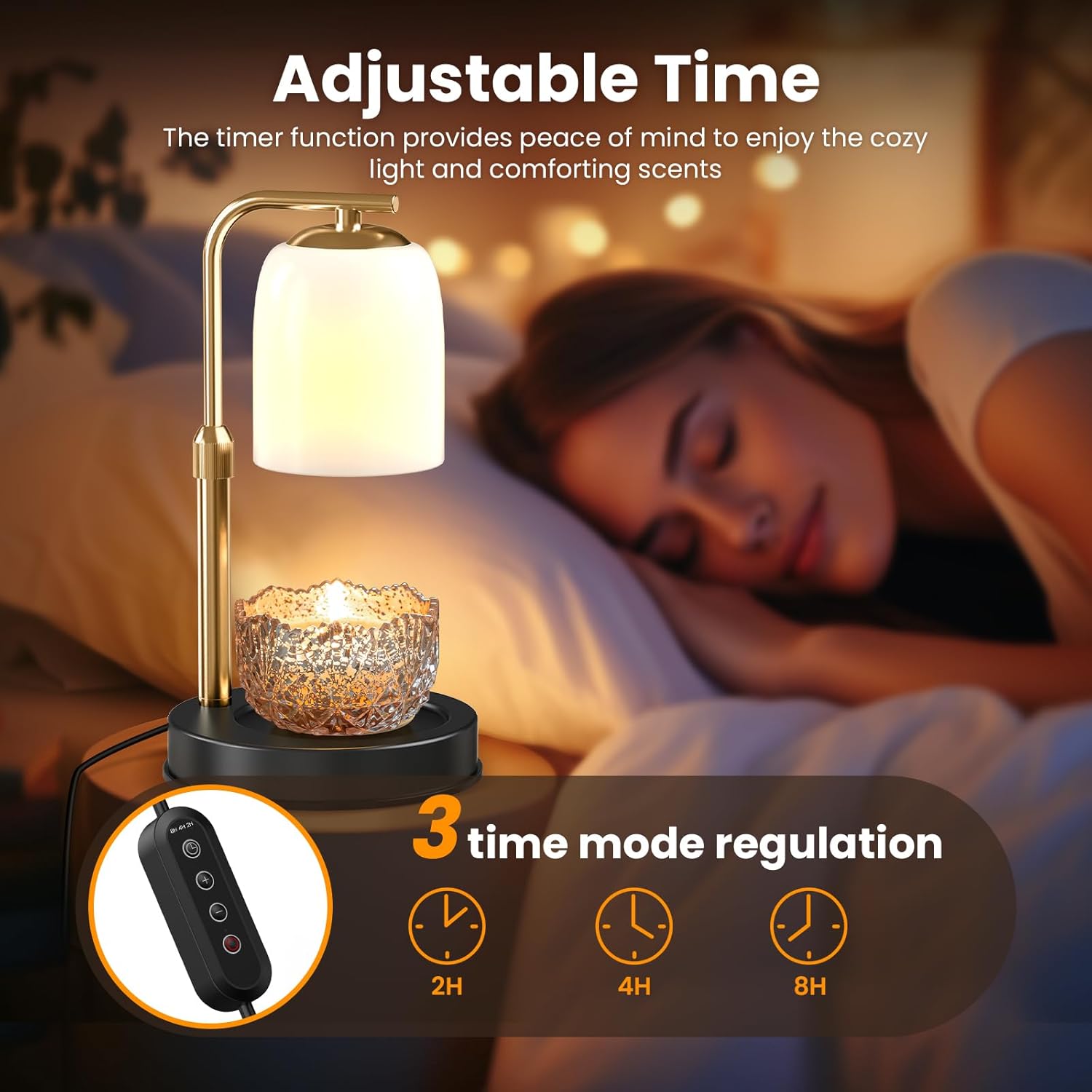 Candle Warmer lamp with Timer, Adjustable Light, Adjustable Height, lamp Temperature, Home Decoration Items, Dormitory Goodies, Simple Gifts, Gifts for Women, Wax Warmer for Scented