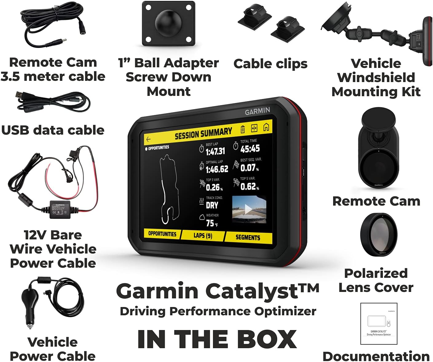 Wearable4U - Garmin Catalyst, Driving Performance Optimizer for Motorsports and High Performance Driving, 6.95 inch with Pro Earbuds and MicroSD Bundle