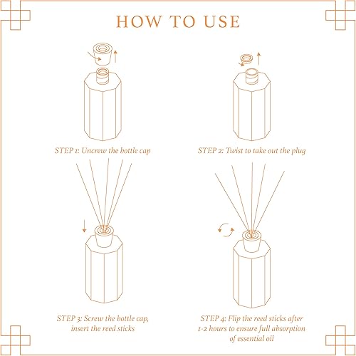 Miniatura 5 de Juego de difusor de aceite aromático de cítricos, 6.76 onzas líquidas (6.8 fl oz), difusor de fragancia para el hogar con varillas de junco