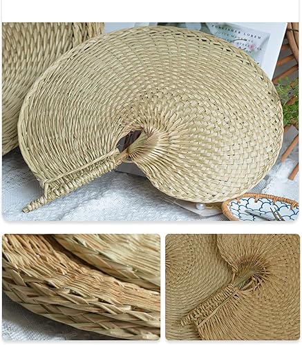 Miniatura 3 de TJCGCKK - Ventilador de paja tejido hecho a mano para verano, ratán, rafia, caña, ventilador de pala manual natural, estilo chino (caracol)