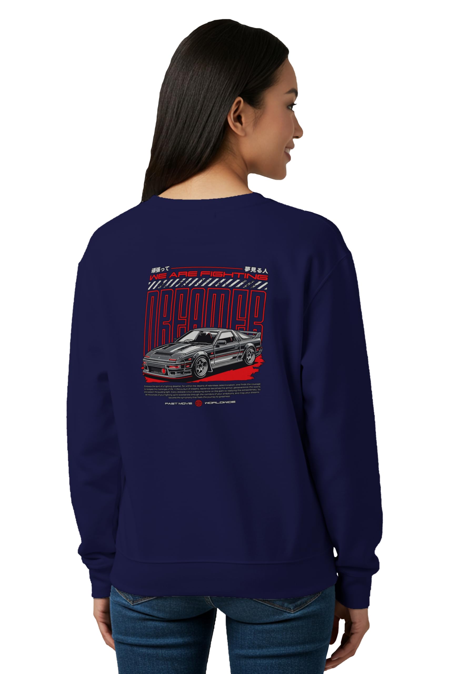 Winter Sweatshirt for Women Dreamer Graphic Printed Round Neck Regular Fit Cotton Blend Gen Z Casual Sweatshirt-image-39