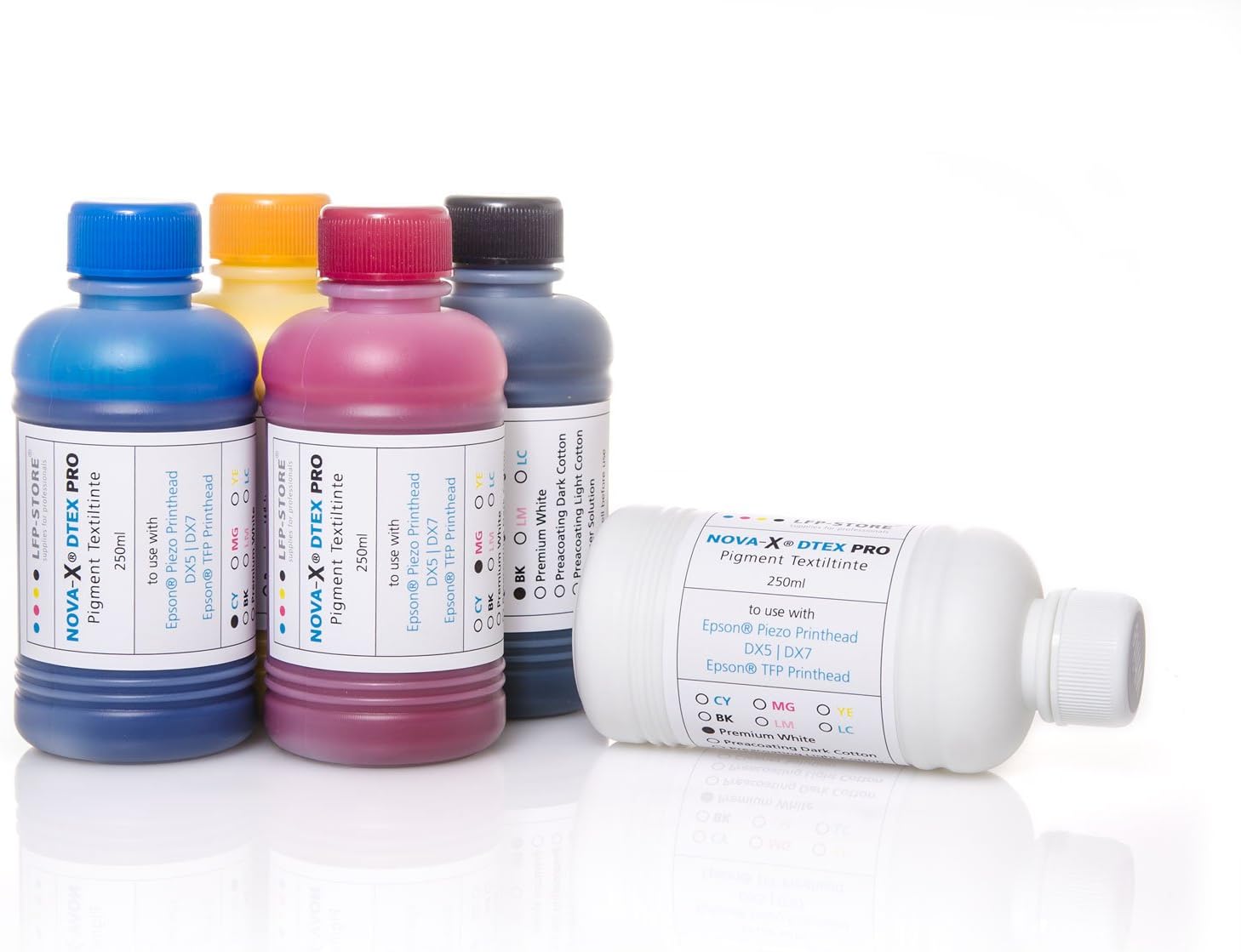 Dtex Pro Refill Ink 250 ml Pigment Textile Ink T-Shirt Print Flatbed Print Textile Print Black