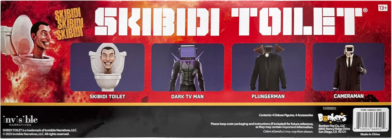 Skibidi Toilet Deluxe 6 inch Figure,Series 2, Collector Pack of 4, Collectible Figures, Officially Licensed Skibidi Toilet Merch Amazon Exclusive