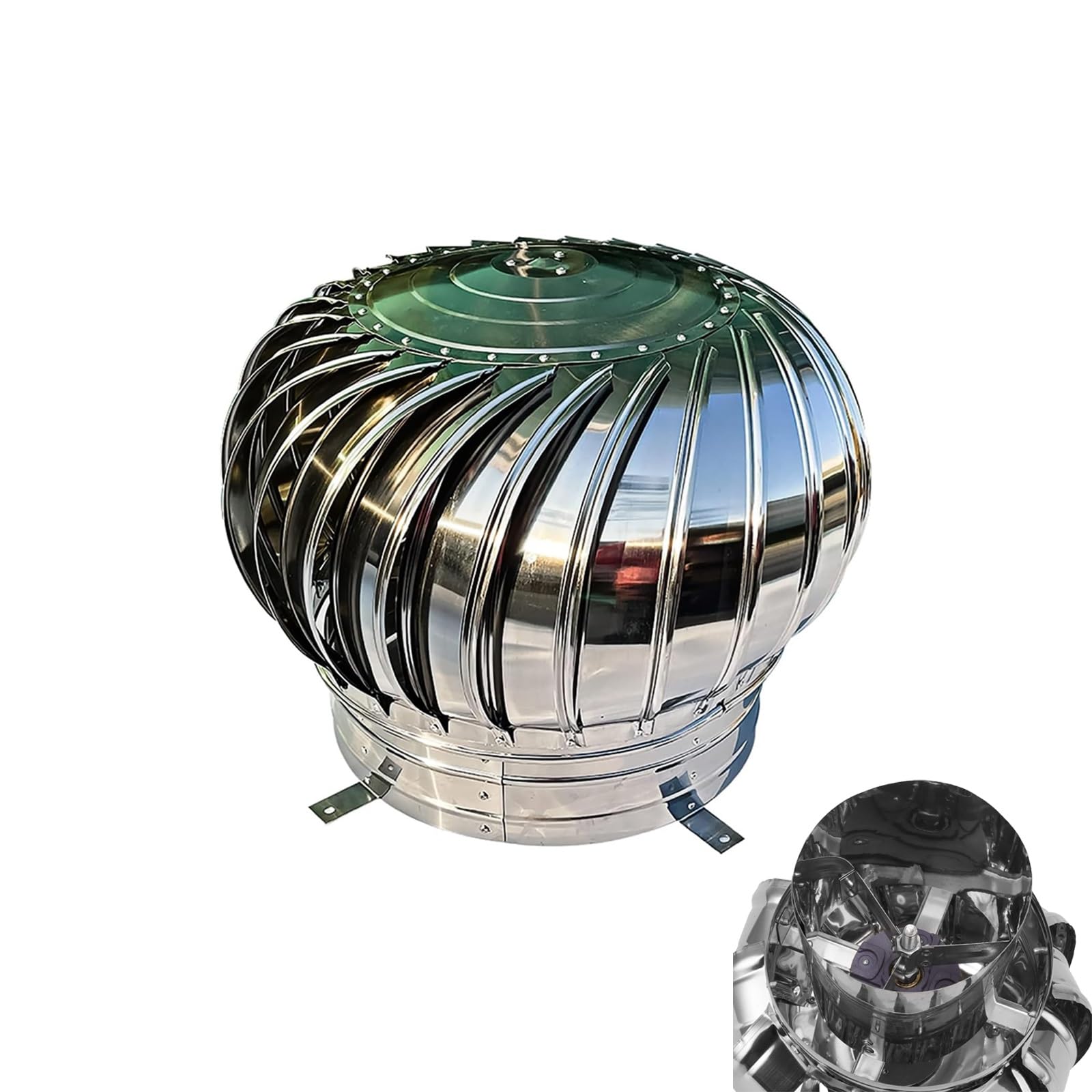 SDCFFC 304 Stainless Steel Exhaust Cap Roof Flue Vent, 450mm/18in, Turbines Attic Air Vent Ventilating Fan, for Houses Factory Attic Farm Leak Proof Vent Cap Fan