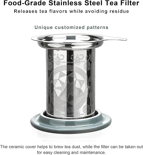 Miniatura 4 de Aquach Taza de té de vidrio con infusor y tapa, cafetera de una sola porción de 18 onzas, taza de infusión de vidrio para té suelto