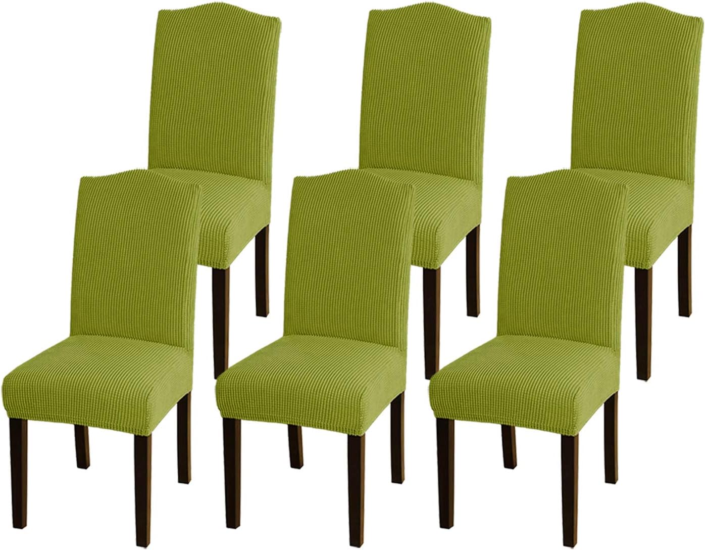 GAEA.TEX Dining Chair Covers Stretch Washable Removable Seat Slipcovers Protector for Dining Room Parson Chair (Set of 6, Lime)