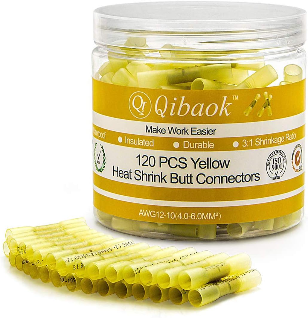 120 PCS Heat Shrink Butt Connectors 12-10 AWG