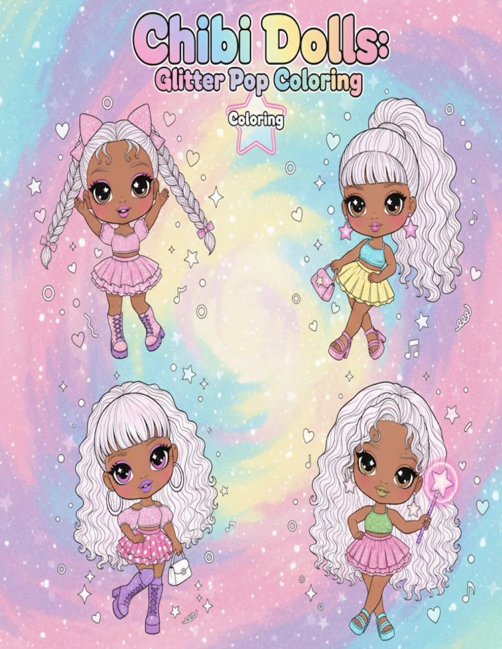 Chibi Dolls: Glitter Pop Coloring Book
