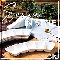 Vista 2 de Vikko Bandeja de servir, bandeja circular de porcelana de 5 secciones, paquete de 2, plato blanco pequeño de 10 pulgadas para entretenimiento