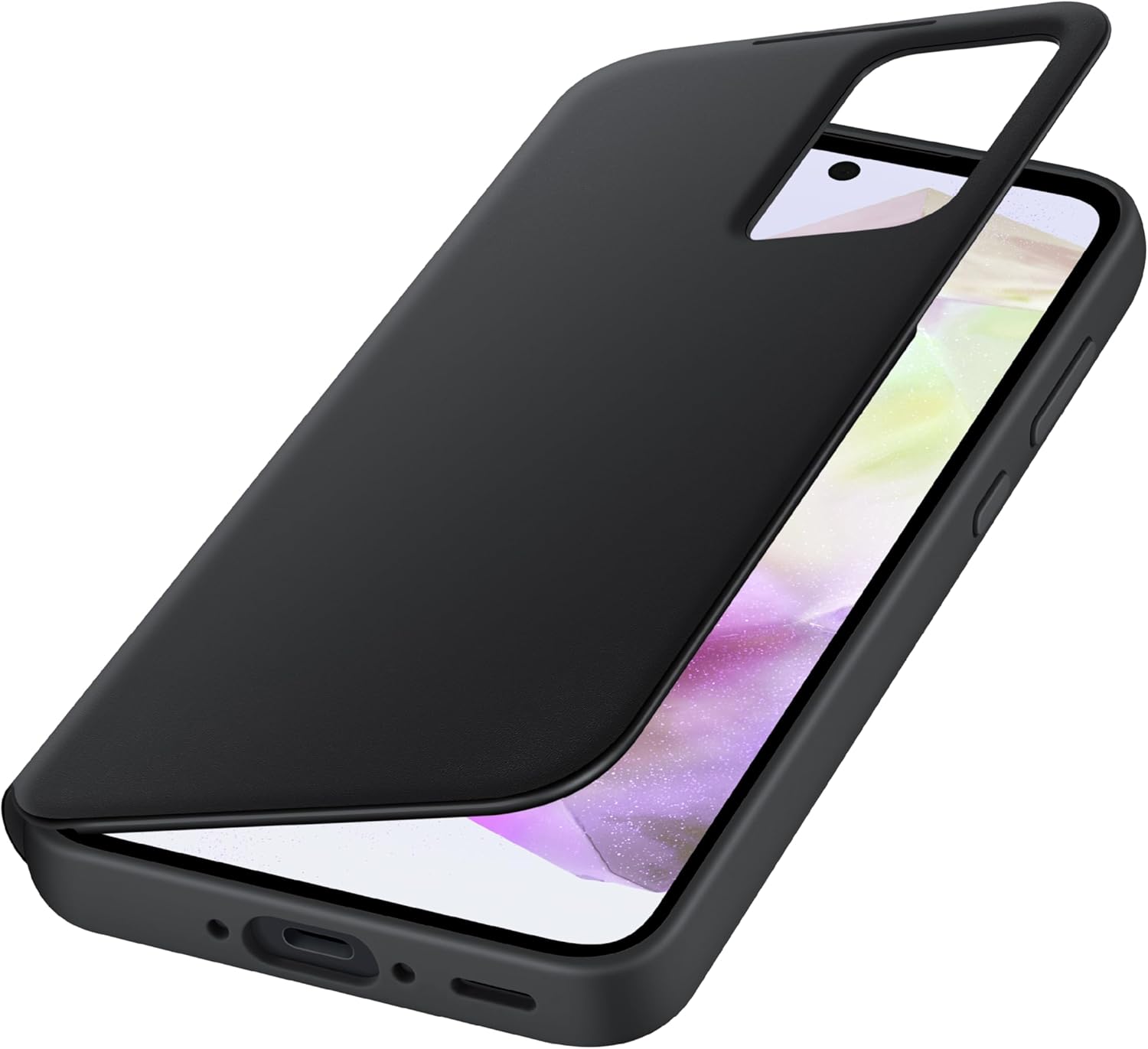 SAMSUNG Galaxy A35 5G S-View Wallet Phone Case, Protective with Closed Cover Screen Display, Finger Tap Control, Slim Design, Card Holder Pocket, US Version, EF-ZA356CBEGUS, Black