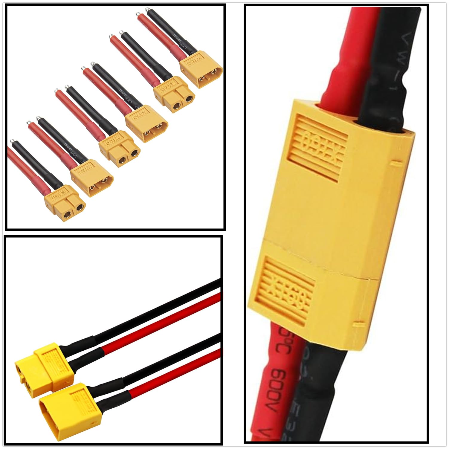 10 Paar XT60 Steckverbinder Mit 12AWG Kabel – Für RC Lipo Batterien, Drohnen, Autos, Boote