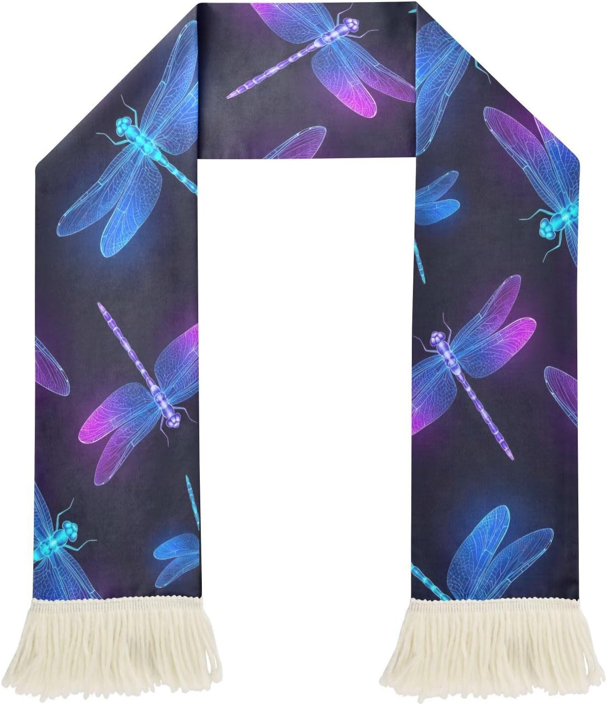 CHIFIGNO Neon Blue Purple Dragonflies Soccer Scarf for Fans, Soft Touch & Fast Drying Polyester, Support your Team with Game Day Must have