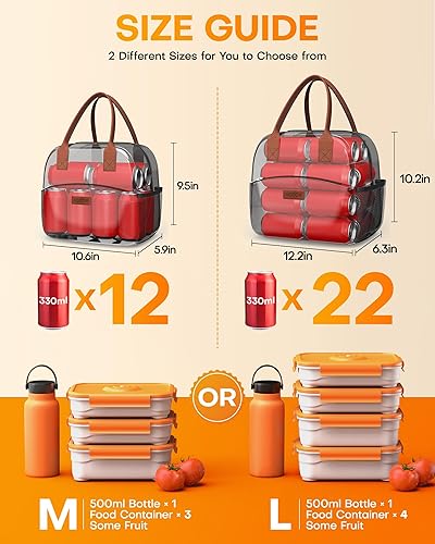 Miniatura 5 de HOTOR Lonchera para mujeres y hombres  Fiambrera aislada resistente al desgaste con gran capacidad, bolsa hielera multifuncional para oficina,