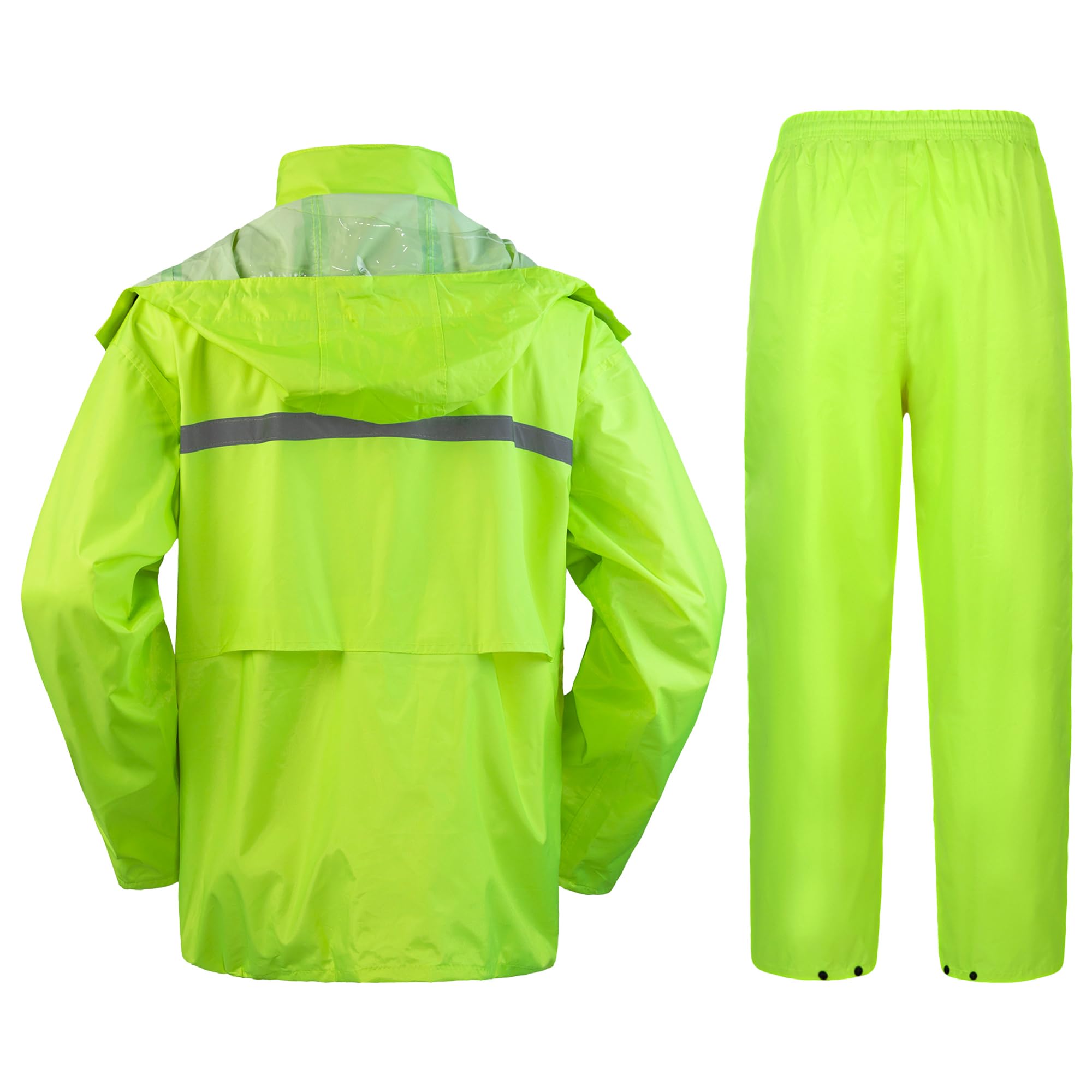 Trajes Impermeables Hombre y Mujeres Chaqueta con Capucha y Pantalones 2 Piezas Traje de lluvia para Hombres Reflectantes Chubasquero Moto Hombre Completo