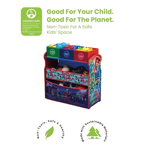 Miniatura 4 de Delta Children Organizador de juguetes para diseño y almacenamiento de 6 compartimientos, certificado Greenguard Gold, PJ Masks (paquete de 2)
