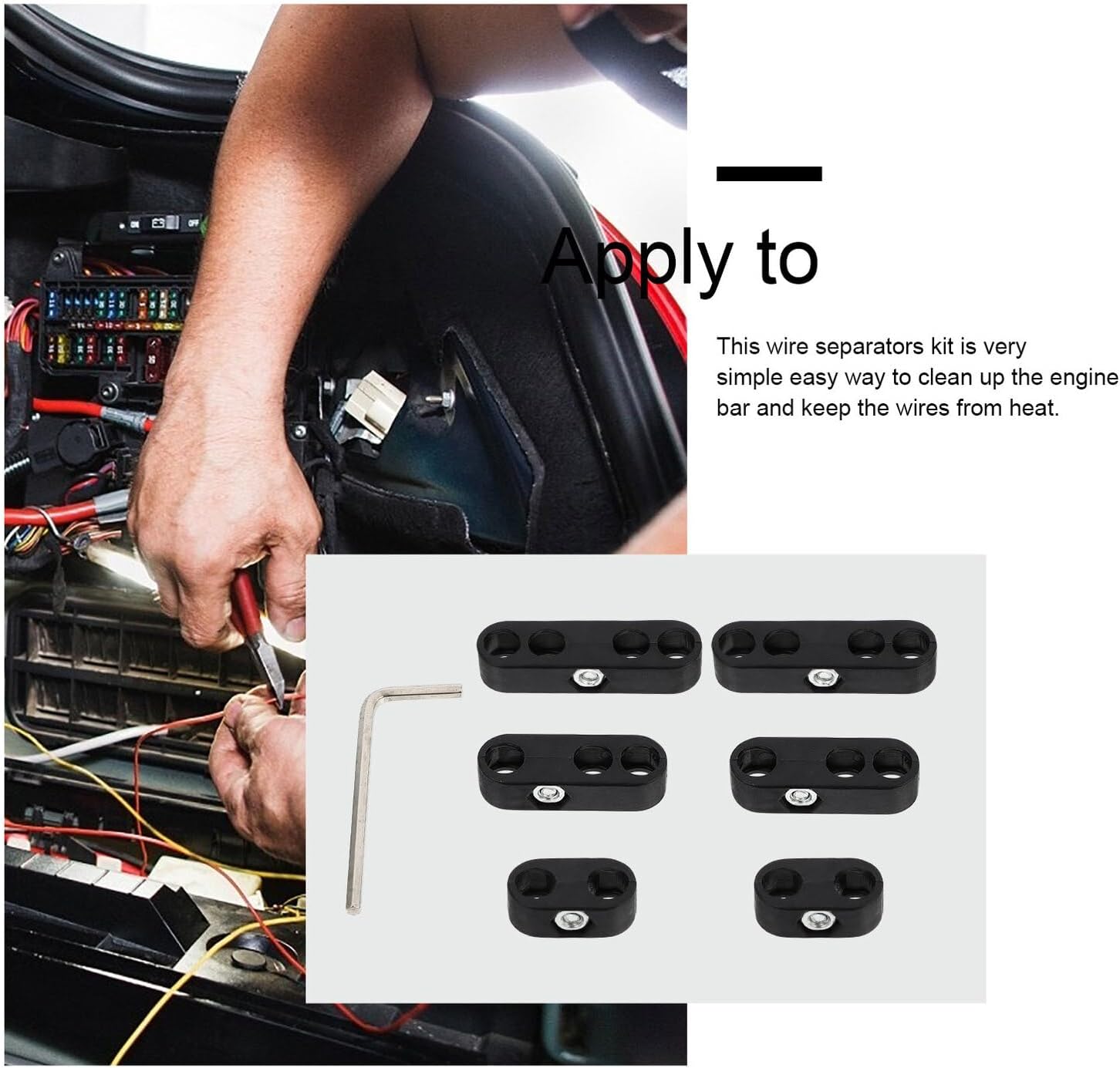 Alipis Spark Plug Wire Separators Auto Ignition Wire Holders Clamp Looms Organizer with Wrench Heat-resistant for Engine