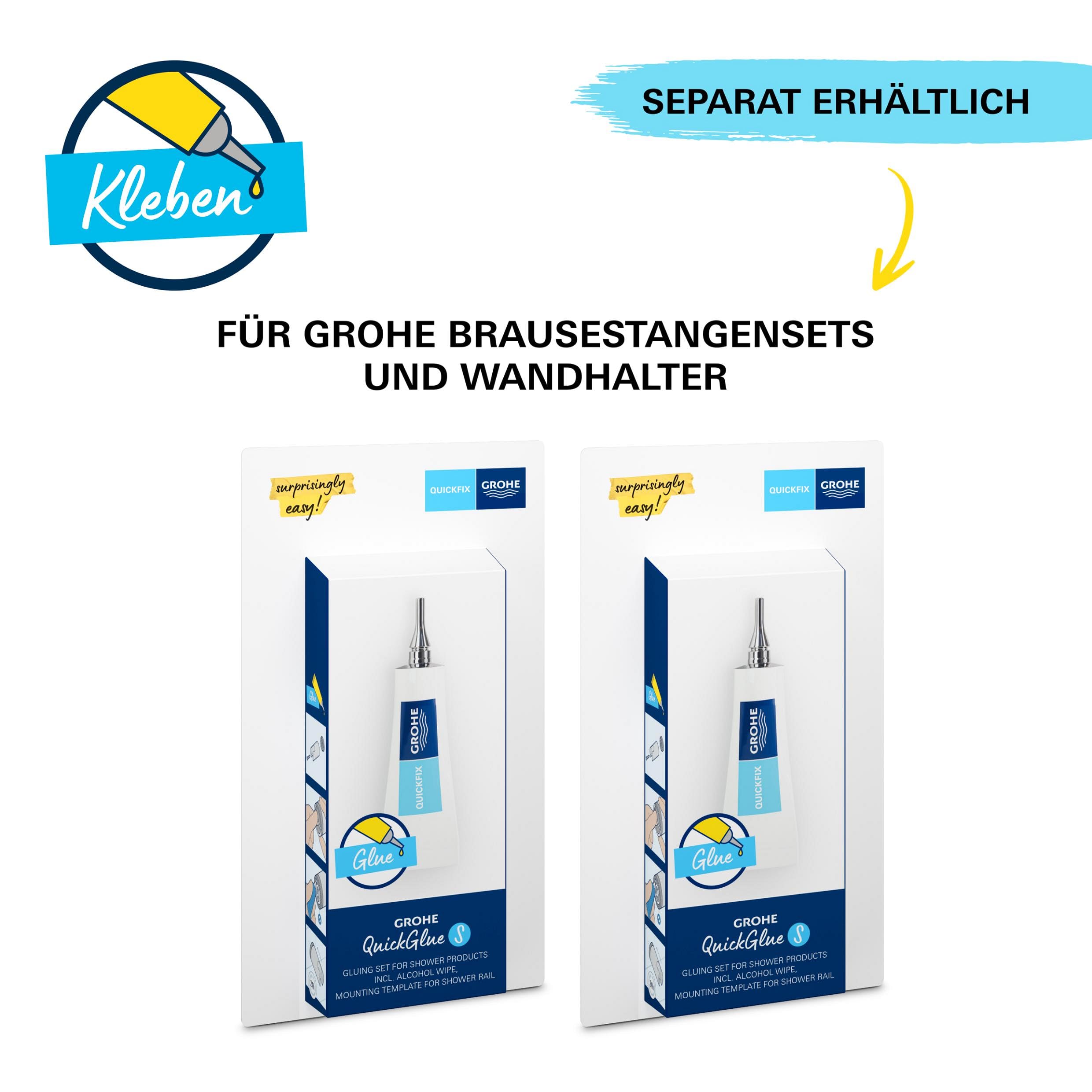 GROHE Vitalio Start 110 26952001 zestaw prysznicowy (okrągły prysznic ręczny 11 cm, 2 spraye: deszcz i strumień, system zapobiegający osadzaniu się kamienia, wąż prysznicowy 1,75 m, szyna 60 cm z