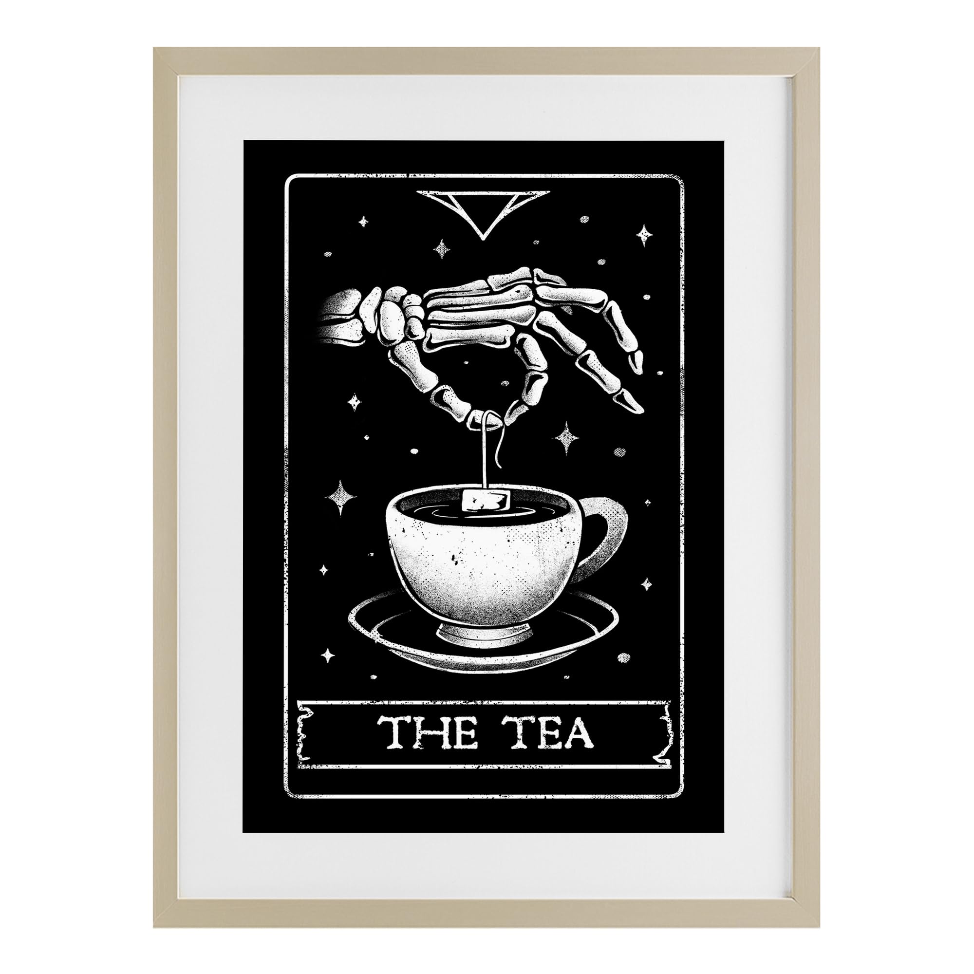 Stupell Industries 'The Tea Skeleton Tarot', Framed Print Under Glass, Brown, 14 x 20 Inches, Easy to Hang and Sturdy, Made in USA, by EduEly Designs