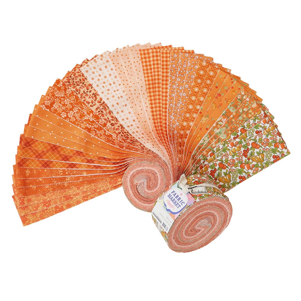 Robert Kaufman Assorted Flowerhouse Fabric Market Orange Roll Up 40 2.5-Inch Strips Jelly Roll Ru-1420-40