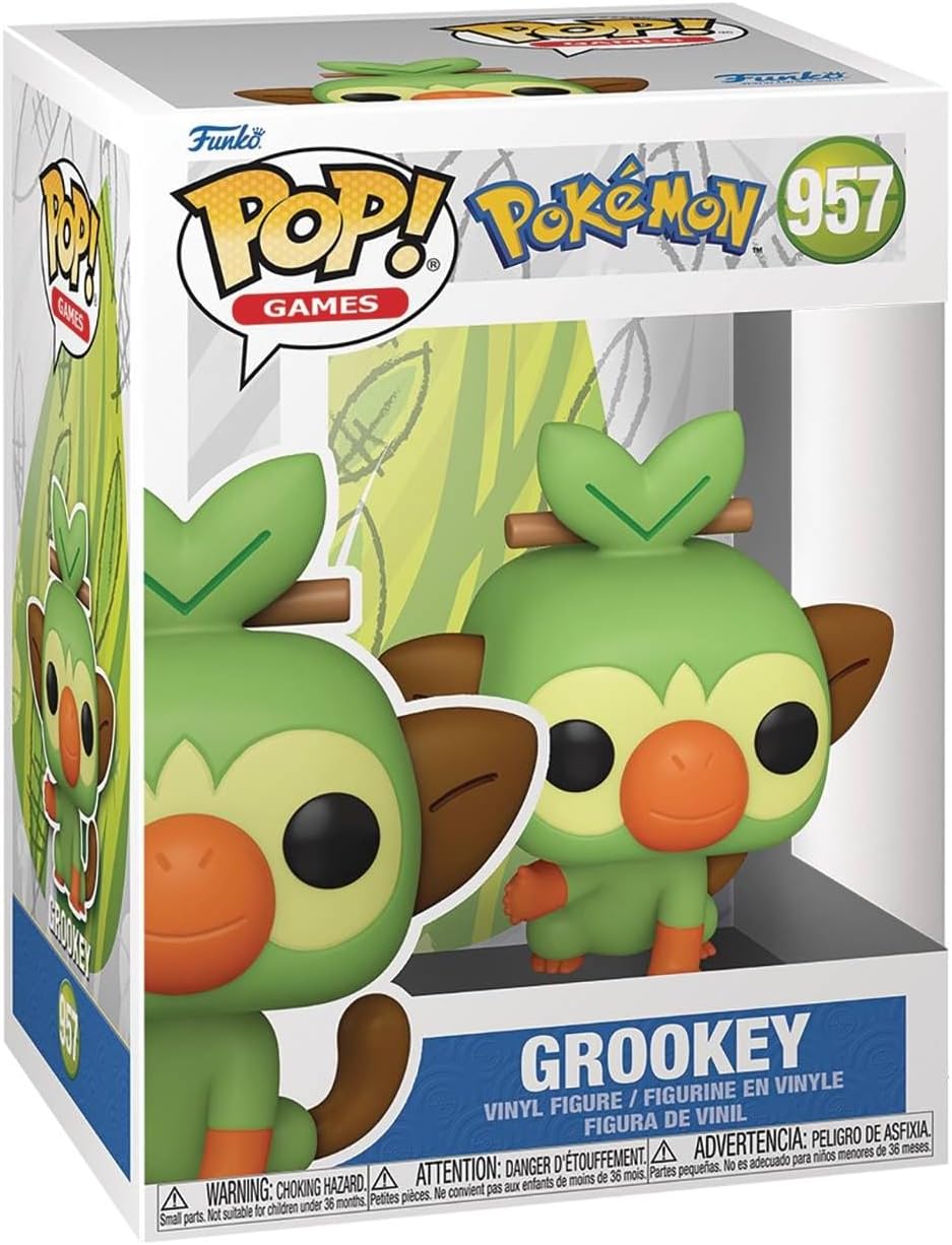POP Games: Pokémon - Grookey Funko Vinyl Figure (Bundled with Compatible Box Protector Case), Multicolor, 3.75 inches