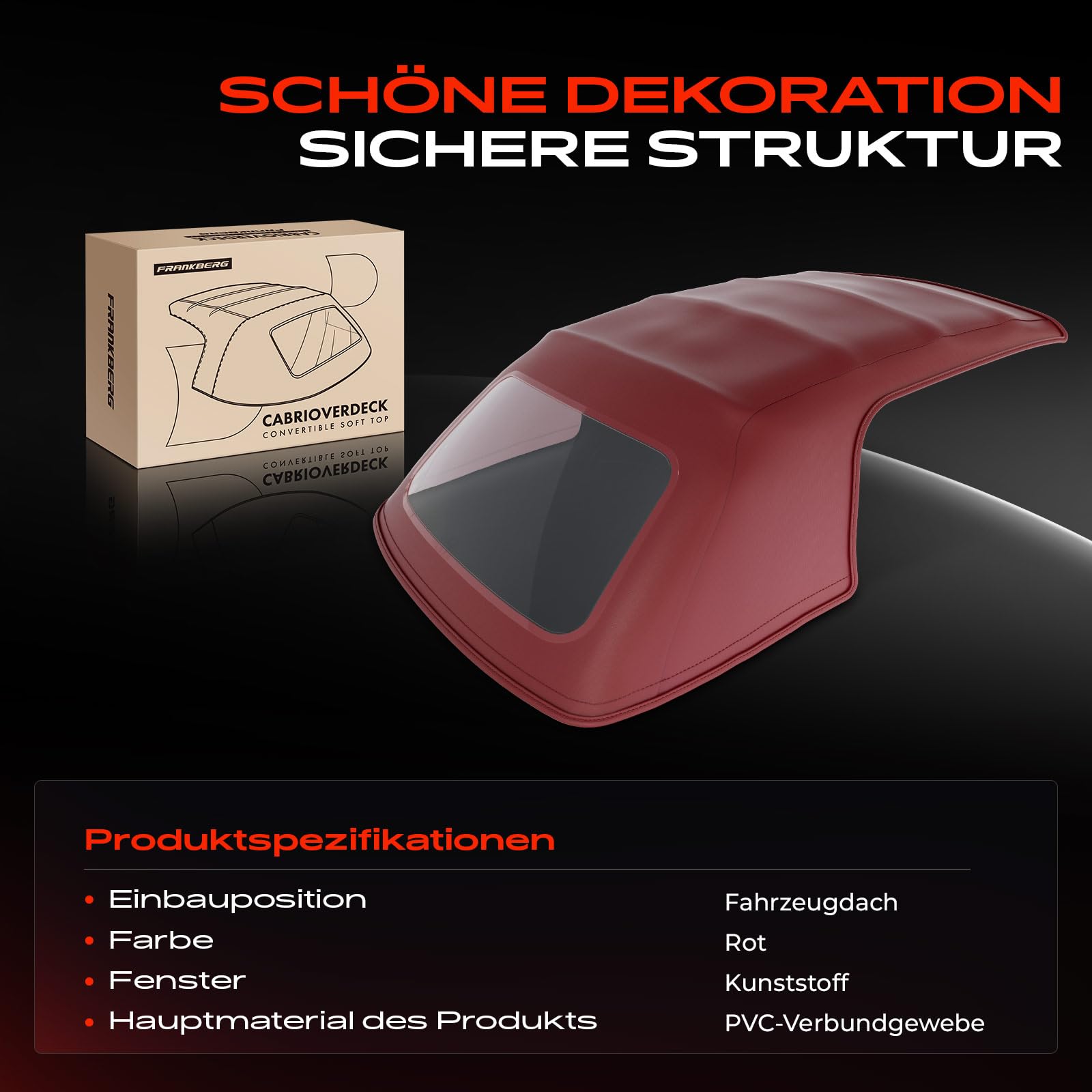 Frankberg Capota convertible Softtop Verdeckbezug BordeauxRojo Plastik Compatible con Serie 3 E36 1990-1998 Berlina