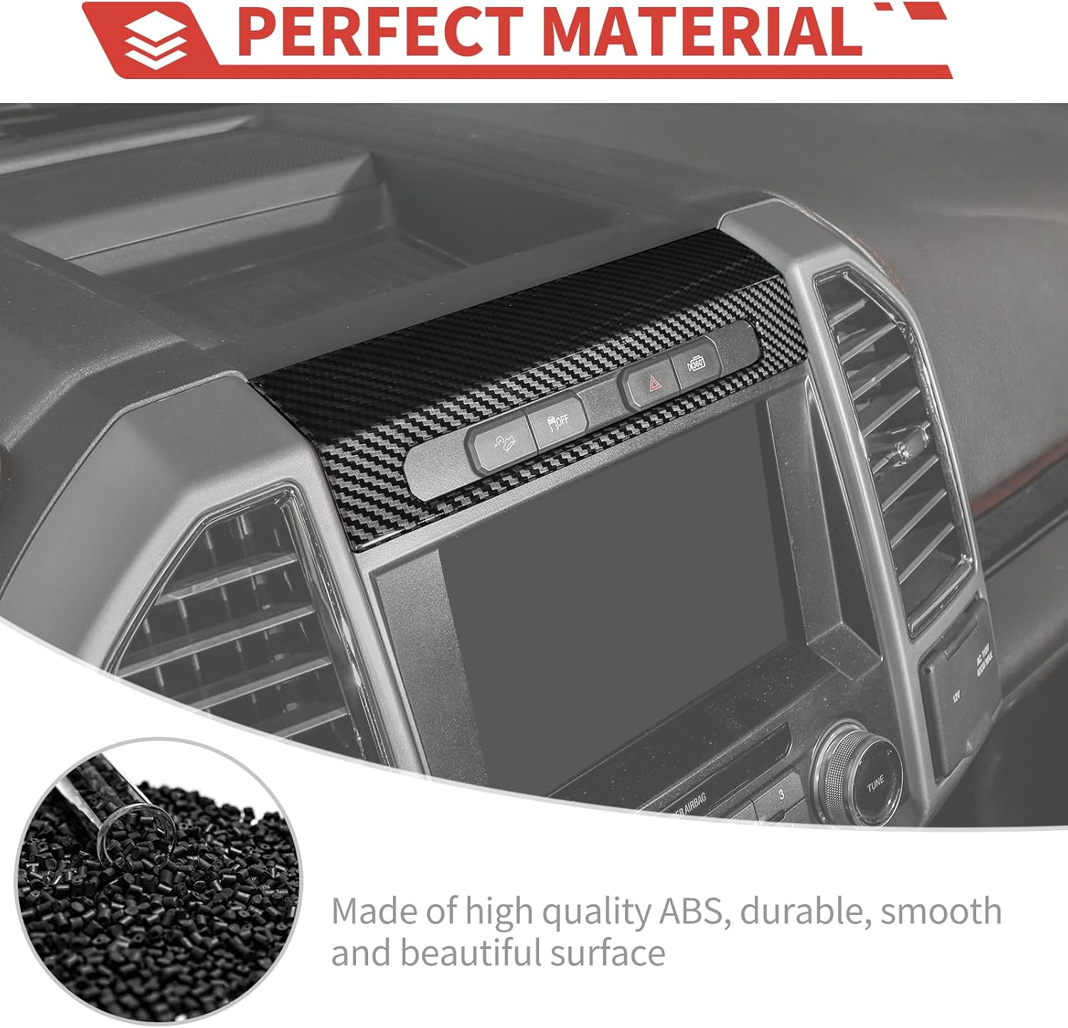 Emergency Light Switch Panel fit for Ford F150 2015-2020 Emergency Warning Lamp Switch Bezel Interior Accessories,Carbon Fiber Grain