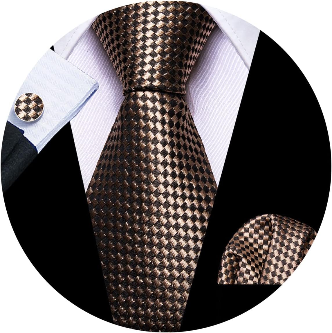 Designer Mens Tie Sets Silk Necktie Pocket Square Cufflinks