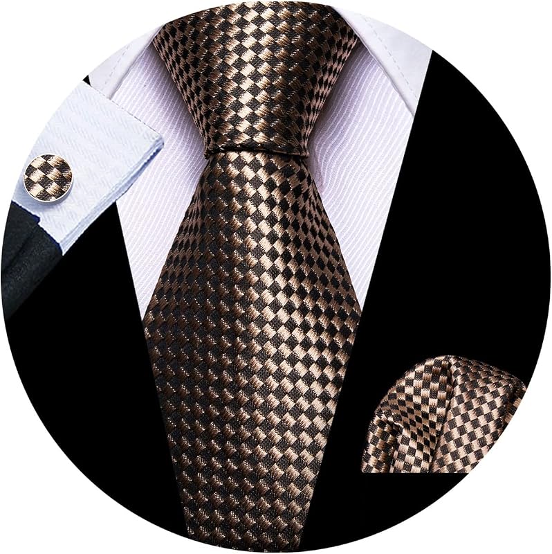 Designer Mens Tie Sets Silk Necktie Pocket Square Cufflinks