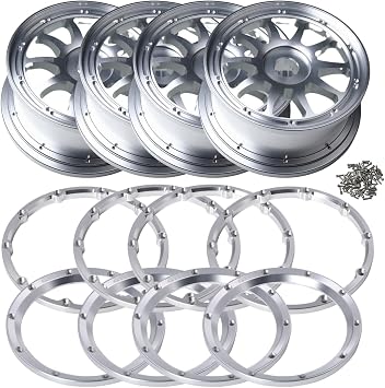 GTBRacing CNC Aluminum Alloy Front Rear Wheel Hub with Rings Set for 1/5 RC Car Losi DBXL DBXL-E/2.0 Upgrade Part Front+Rear+Rings Style 2