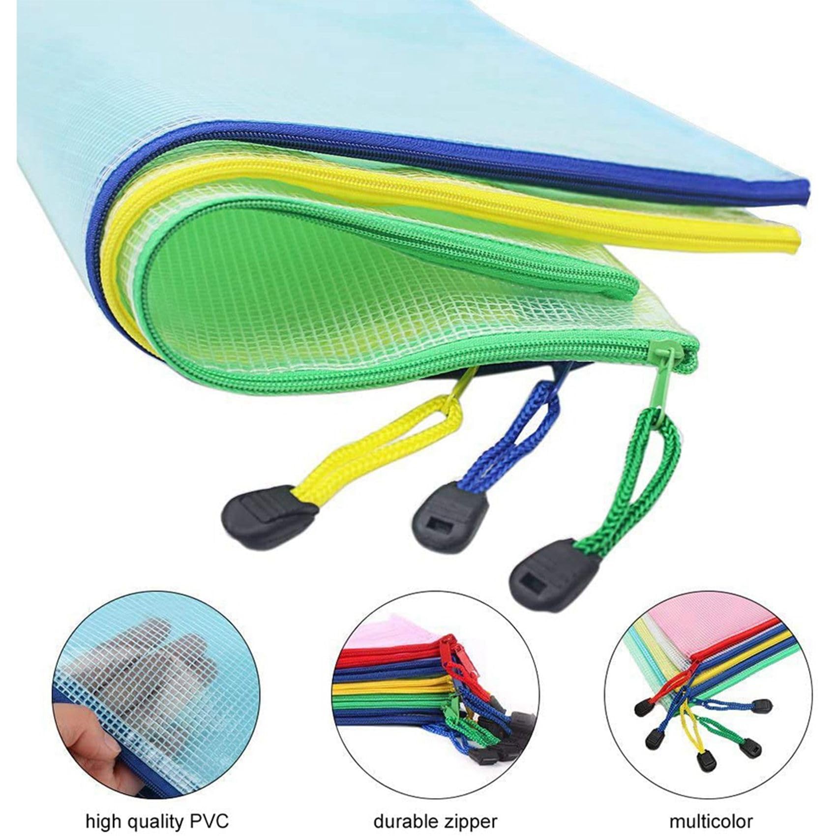 VENOAL 64-Teilige Mesh-Reißverschlusstasche-Dokumententasche, Wasserdichte Ordner mit Reißverschluss, A4-Format, für Schulbürobedarf, Reisetaschen