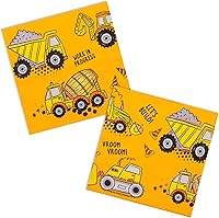 Vista 1 de DYLIVeS Servilletas de fiesta con temática de construcción, servilletas de fiesta de cóctel, servilletas de papel desechables de tractor amarillo