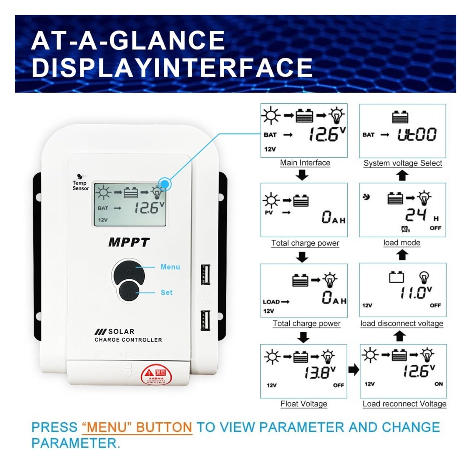 Kontroler ładowania słonecznego, MPPT 12 V/24 V automatyczna praca 40A kontroler ładowarki słonecznej ładowarka baterii regulator panelu słonecznego maksymalne wejście PV 75 V DC
