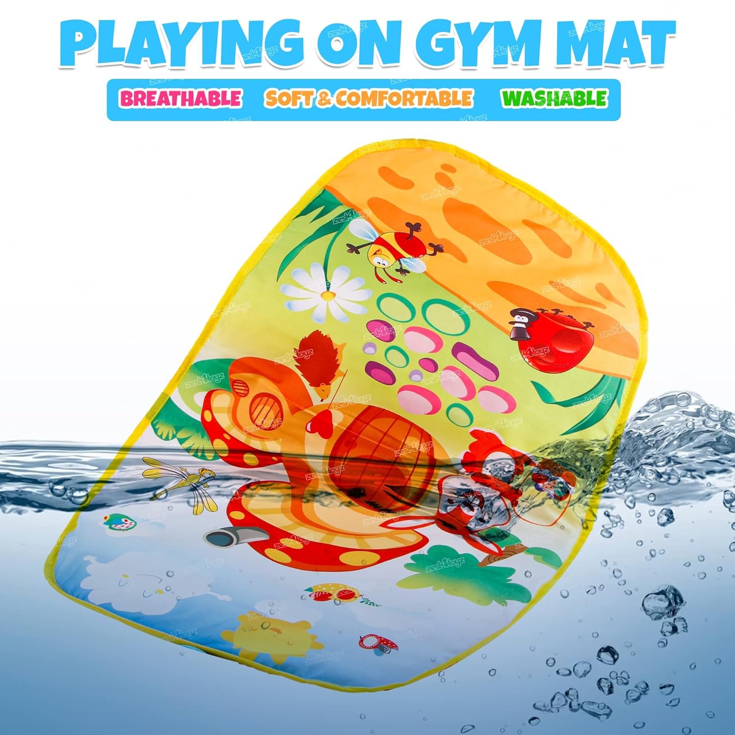 Zest 4 Toyz Baby Play Mat Gym & Fitness Rack with Hanging Rattles Lights & Musical Keyboard Mat Piano Multi-Function (Made in India) - Image 5 thumbnail