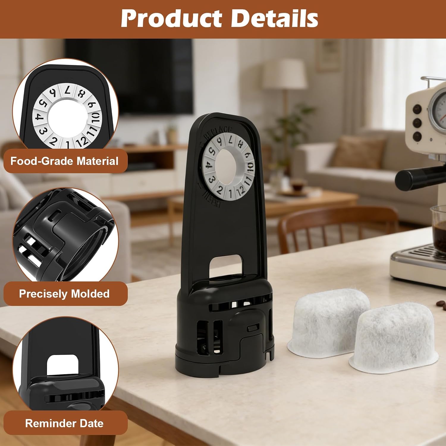6 Pcs Water Filter Replacement & 1 Pc Water Filter Holder for Ninja Luxe Coffee Maker to Improve Coffee Taste and Purity
